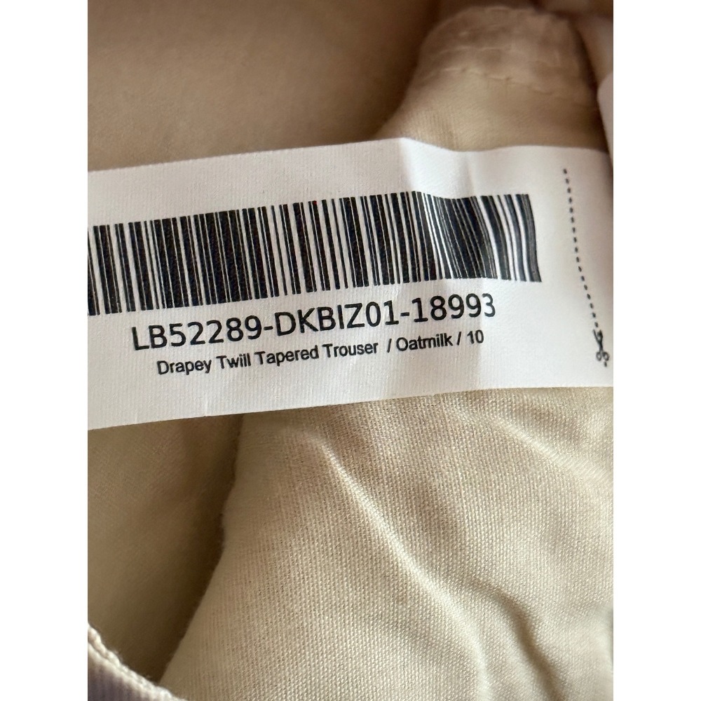 Quince Drapey Twill Tapered Trouser Oatmilk Beige Linen Blend Pants Size 10 NEW - Picture 5 of 5